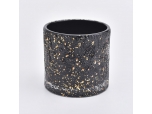 Black Cylinder Candle Holder With Gold Decoration