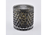 Black Geo Cut Glass Candle Jars With Lids