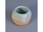 Ceramic candle tealight holder votive jar with wooden bottom