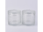 Clear cylindrical glass candle holder with lid