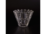 Crystal Flower embossed shape glass votive candle holder heavy weight