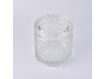 Customized color geo cut glass candle jar with lids