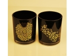 black decorative straight glass candle holder