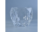 Diamond cut crystal round glass candle holders