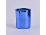 Electroplated blue Cylinder Glass Candle Holders