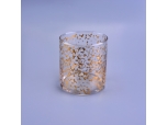 Golden electro-erosion straight glass candle holder