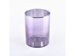 Graduallychanged purple translucent ion electroplate glass candle holder