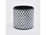 Grid pattern hand-drawing glass candle holders glass candle jar