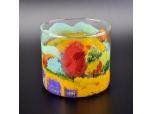 Handmade oil painting pattern glass candle holder