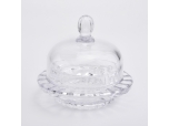 High quality clear glass candle jar with glass lid