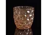 Iridescent effect glass candle holder with embossed design wholesales