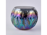 Large capacity plating gorgeous iridescent glass candle holder