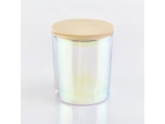 Luxury Iridescent glass candle jar with lids