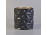 Luxury Matte Black Embossed Ceramic Candle Jar