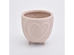 Matte Pink Heart Footed Ceramic Holder Home Decoration