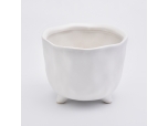 Matte White Ceramic Jar Footed Ceramic Candle Holder Home Decoration