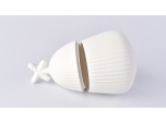 Matte White Stripes Ceramic Candle Holder Set Home Decoration Pieces