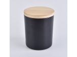 Matte black candle jar with wooden lids