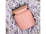 Orange ceramic candle jar with airtight wood lid