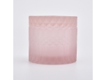 Pink color diamond glass candle holders with lids