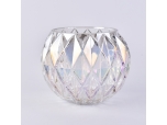 Plating gorgeous iridescent glass candle holder with diamond pattern