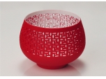 Red Colored Candle Holder with Pierced Pattern