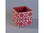 Red square ceramic candle vessel