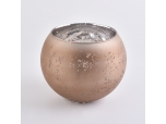 Round mercury electroplating frosted painting brown glass candle jars Christmas home decor