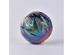 Spherical rainbow color plating glass candle holder