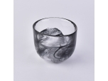 Unique ash black mist-covered organic glass candle holders