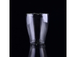 V-shape handmade clear glass cup