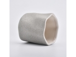 Waved Sandy Grey Ceramic Holders Ceramic Candle Vessle Home Decoration