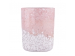 Wholesale pink and white spotted glass candle holder candle containers