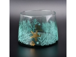 blown glass candle jar with printing