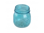 blue glass candle jar