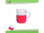 borosilicate drinking glass with inner decal logo