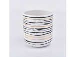 ceramic candle holder curve bottom with stripes 12 oz