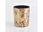 cylinder glass candle vessel with gold cloud pattern