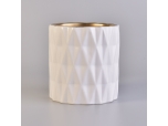 diamond pattern ceramic candle jar with golden inside