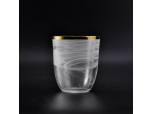 dust cloud white glass candle holder with electroplating ring