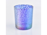 glass candle holder with mica glaze decorative surface