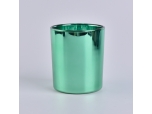 green straight plating glass candle jar