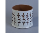 hand-drawn ceramic candle jar white background