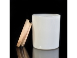 hot sale 10oz 14oz 16oz spray white glass candle jar with wooden lid