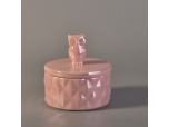 luster pink ceramic candle container with lid