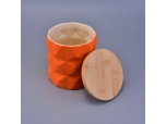 orange matte ceramic candle jar relief surface