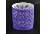 purple hollow-out ceramic candle holder white inner