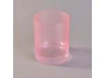 rain drops effect pink glass candle vessel