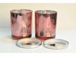 rose gold plating glass candle jar with flower laser pattern