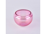 semitransparent pink glass candle jar